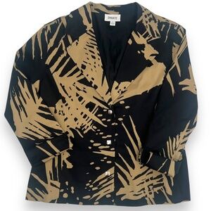 Shego's Tan Black Palm Leaf 3/4 Sleeve Blazer Size 3
